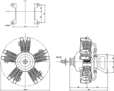 SAITO FG-73R5 Benzin Sternmotor 5-Zylinder 4T-Motor